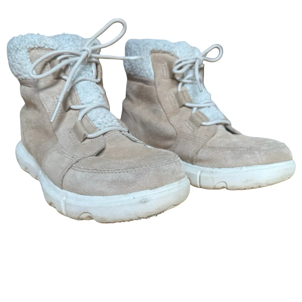Sorel Explorer II Carnival Cozy Boots Beige Lace Up Ankle Winter Shoes sz 10